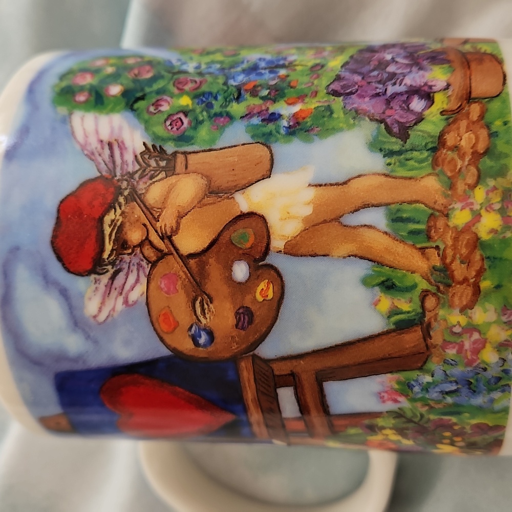 Vintage Starbucks Floral Painting Cupid Coffee Mug Made In Taiwan - Picture 7 of 8
